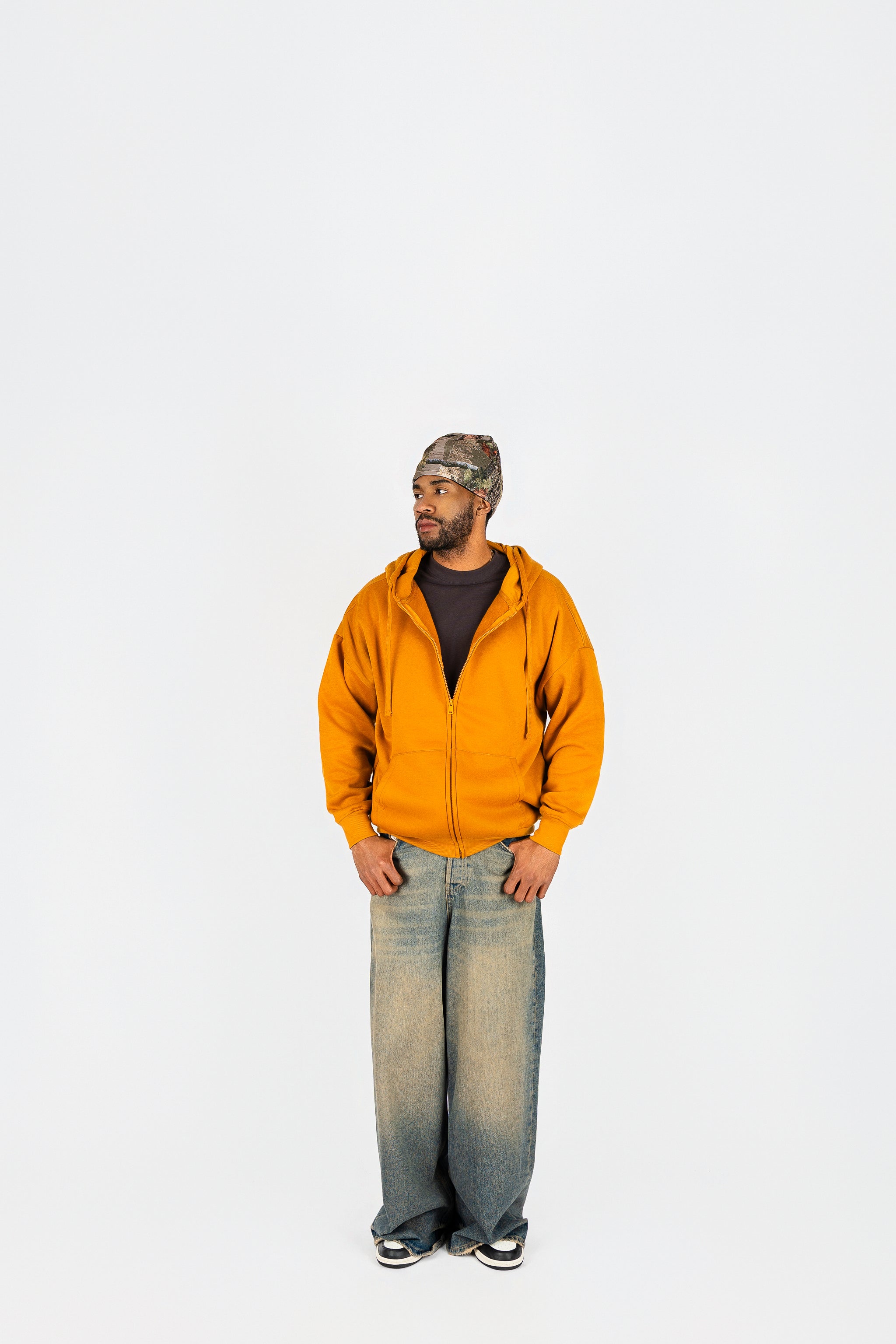 Oversize Drop Shoulder Zip Up Hoodie