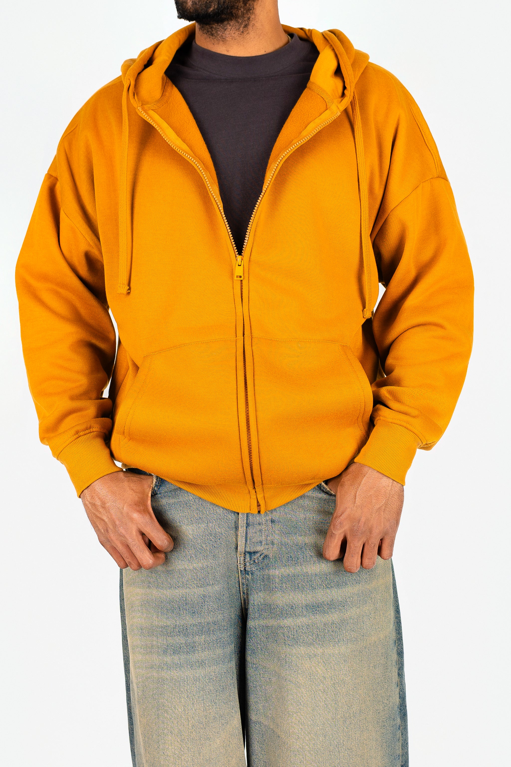 Oversize Drop Shoulder Zip Up Hoodie