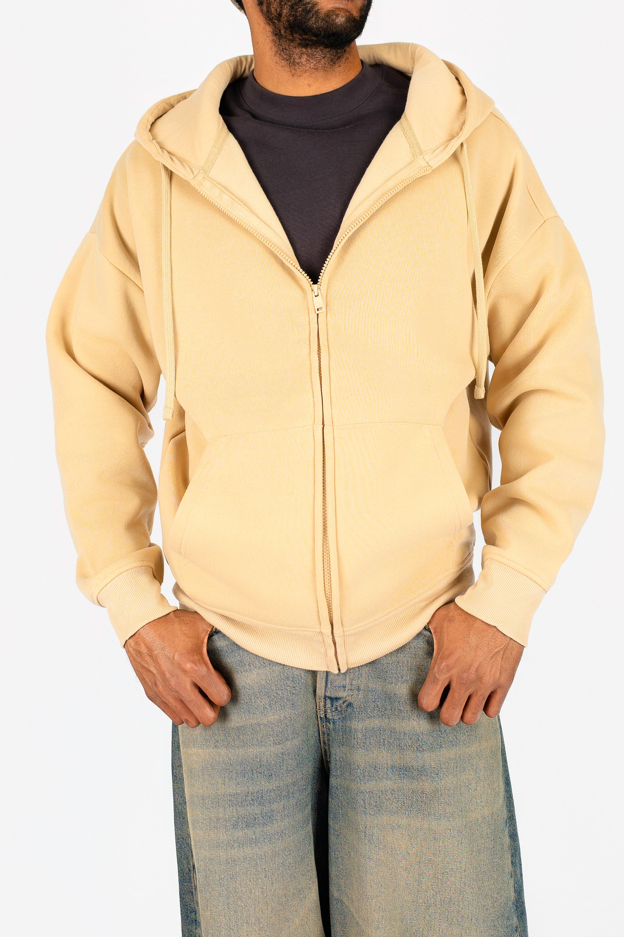 Oversize Drop Shoulder Zip Up Hoodie