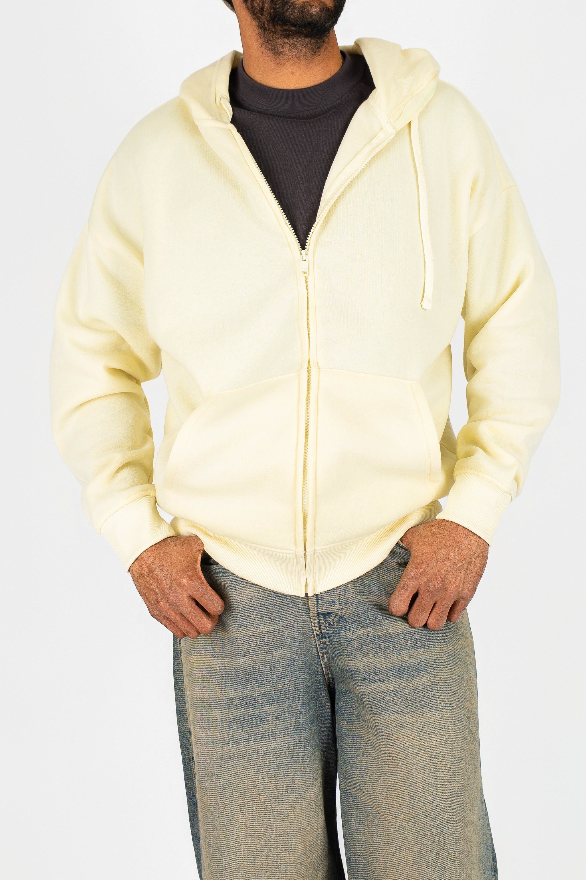 Oversize Drop Shoulder Zip Up Hoodie