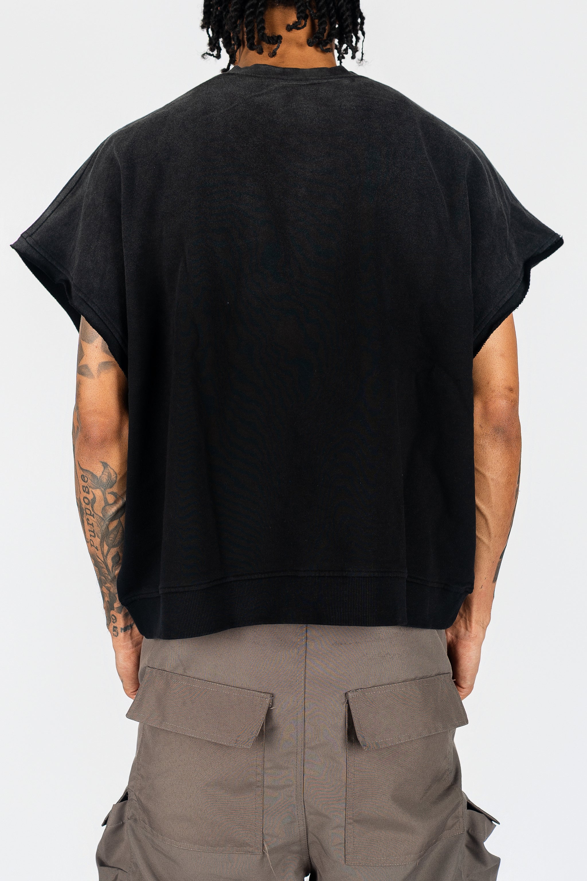 Distressed Cut Off Crewneck