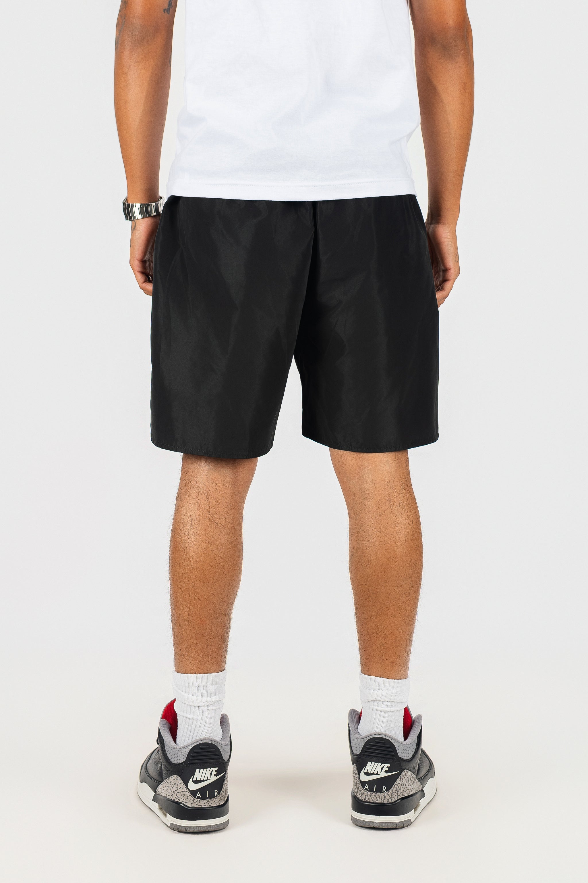 Side Snap Button Nylon Shorts