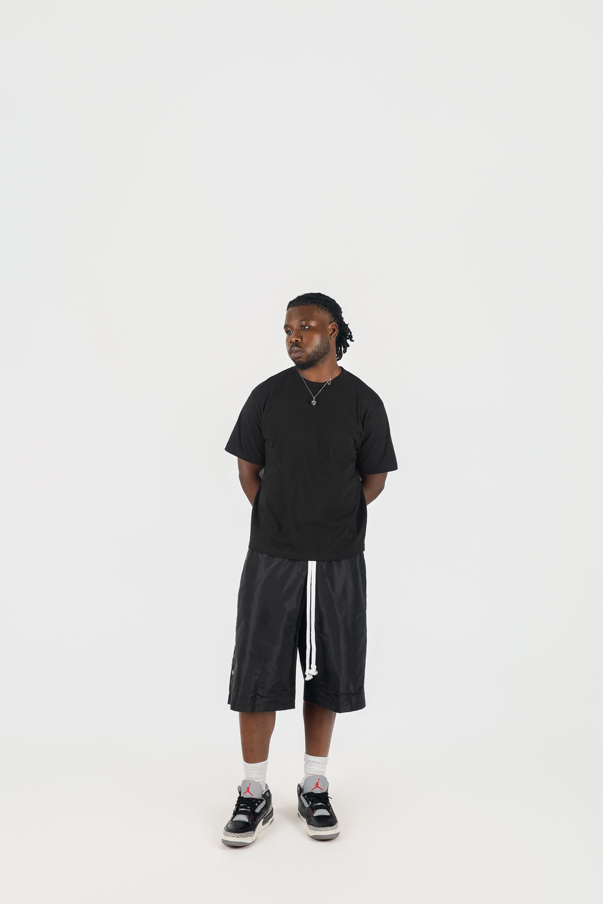Side Snap Nylon Shorts