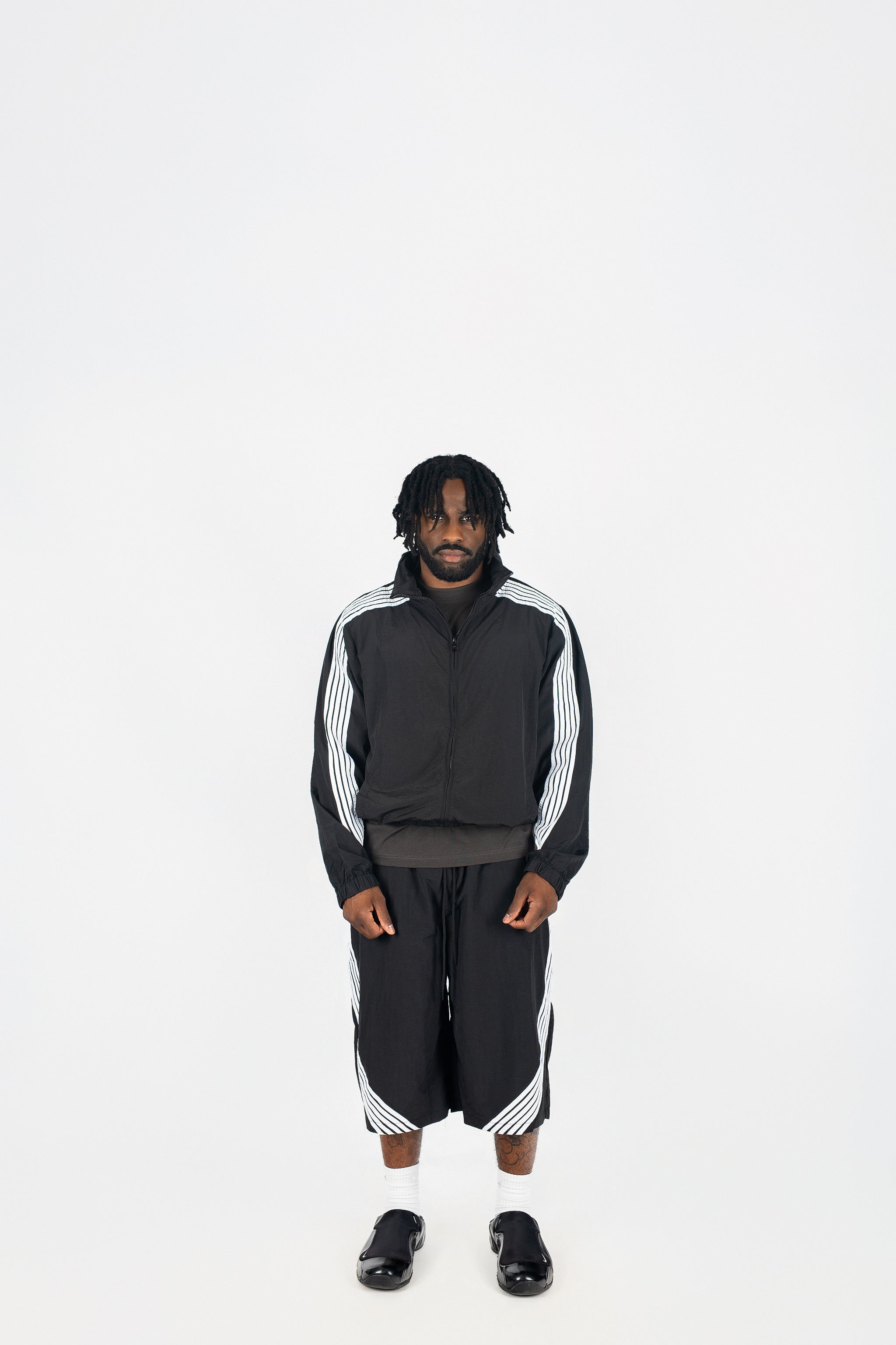 Nylon Racer Windbreaker Jacket and Shorts Set