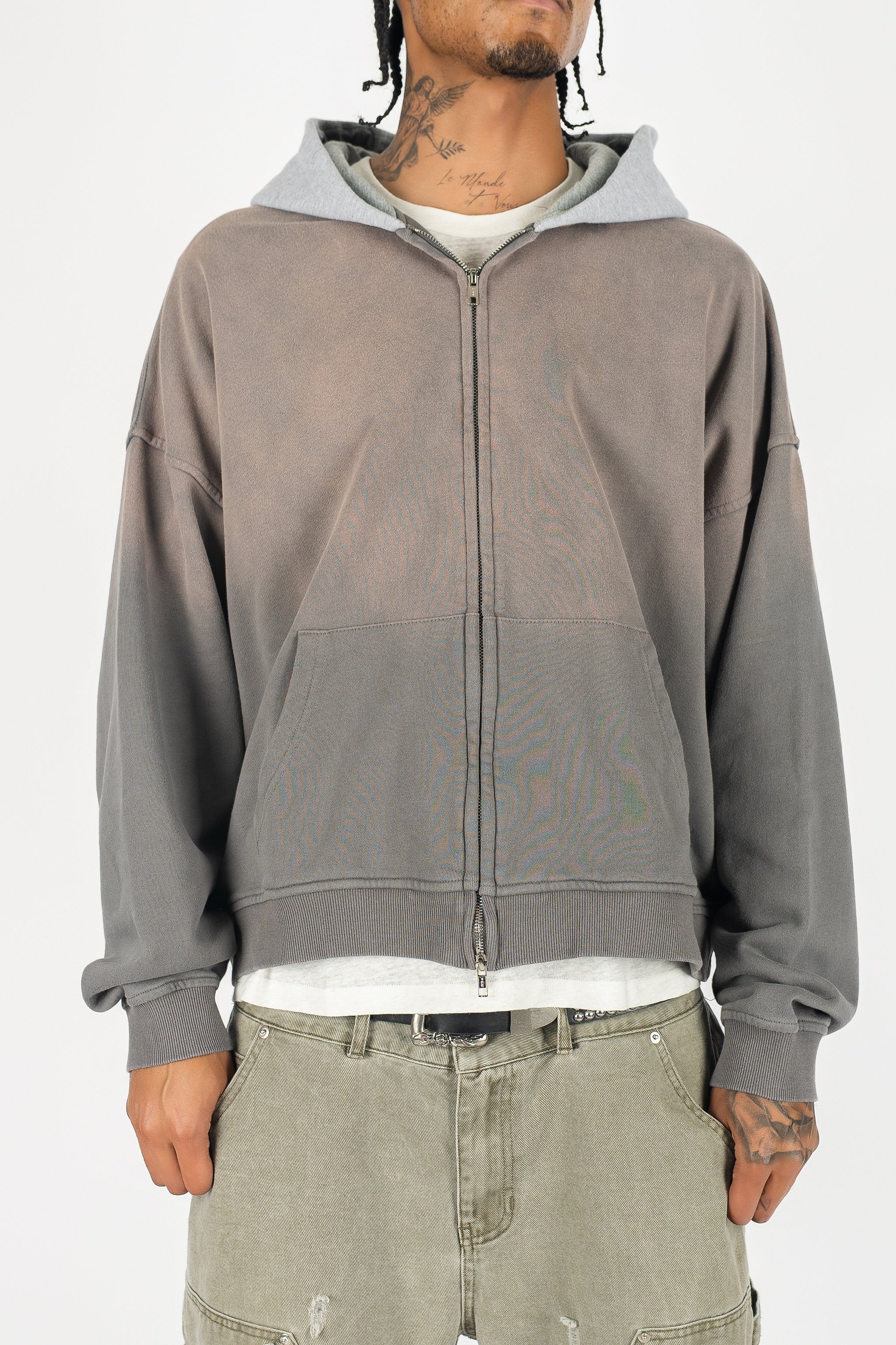 Two Tone Oversized Sun-Dried Zip Up *SIZE DOWN 1 SIZE*