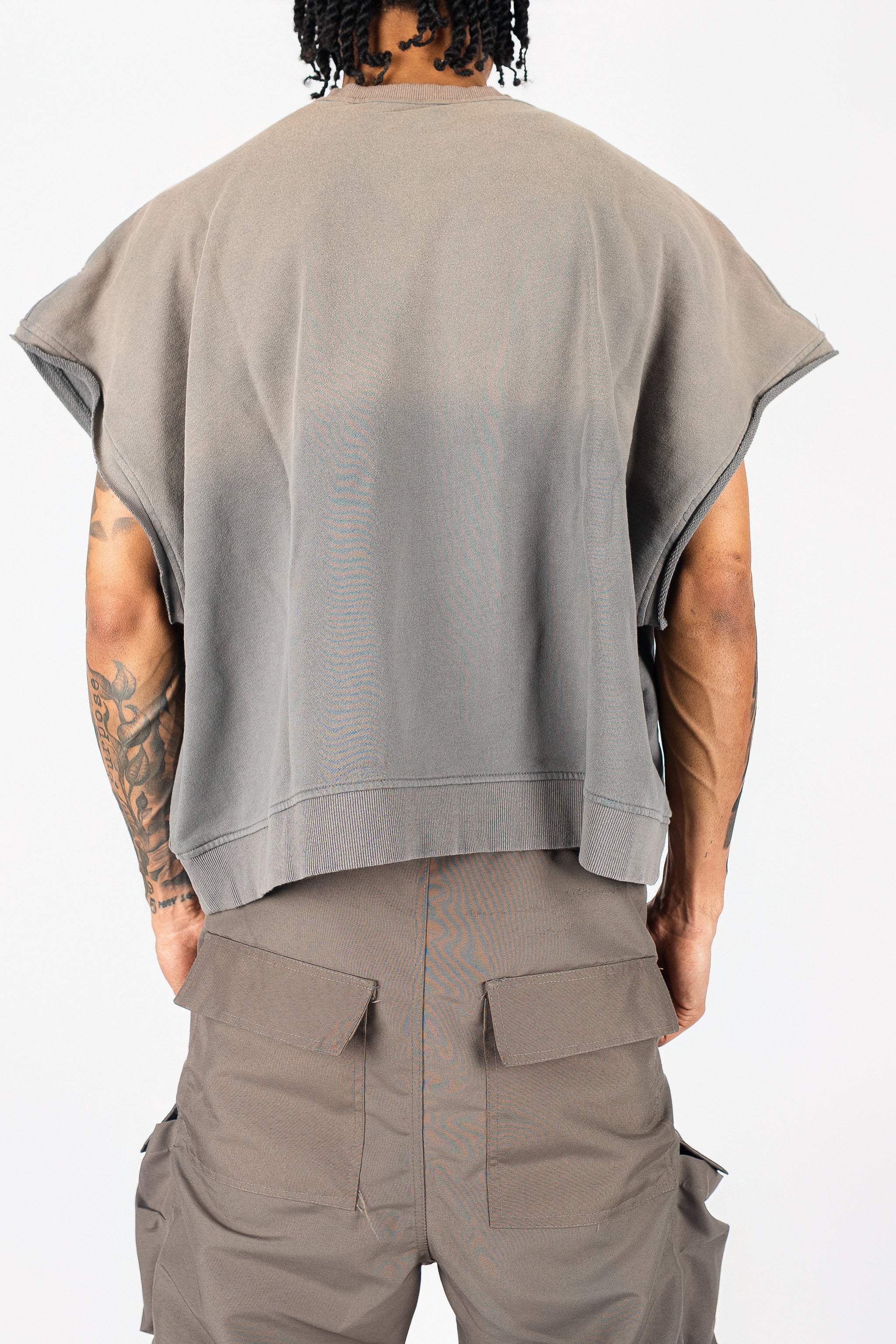 Distressed Cut Off Crewneck