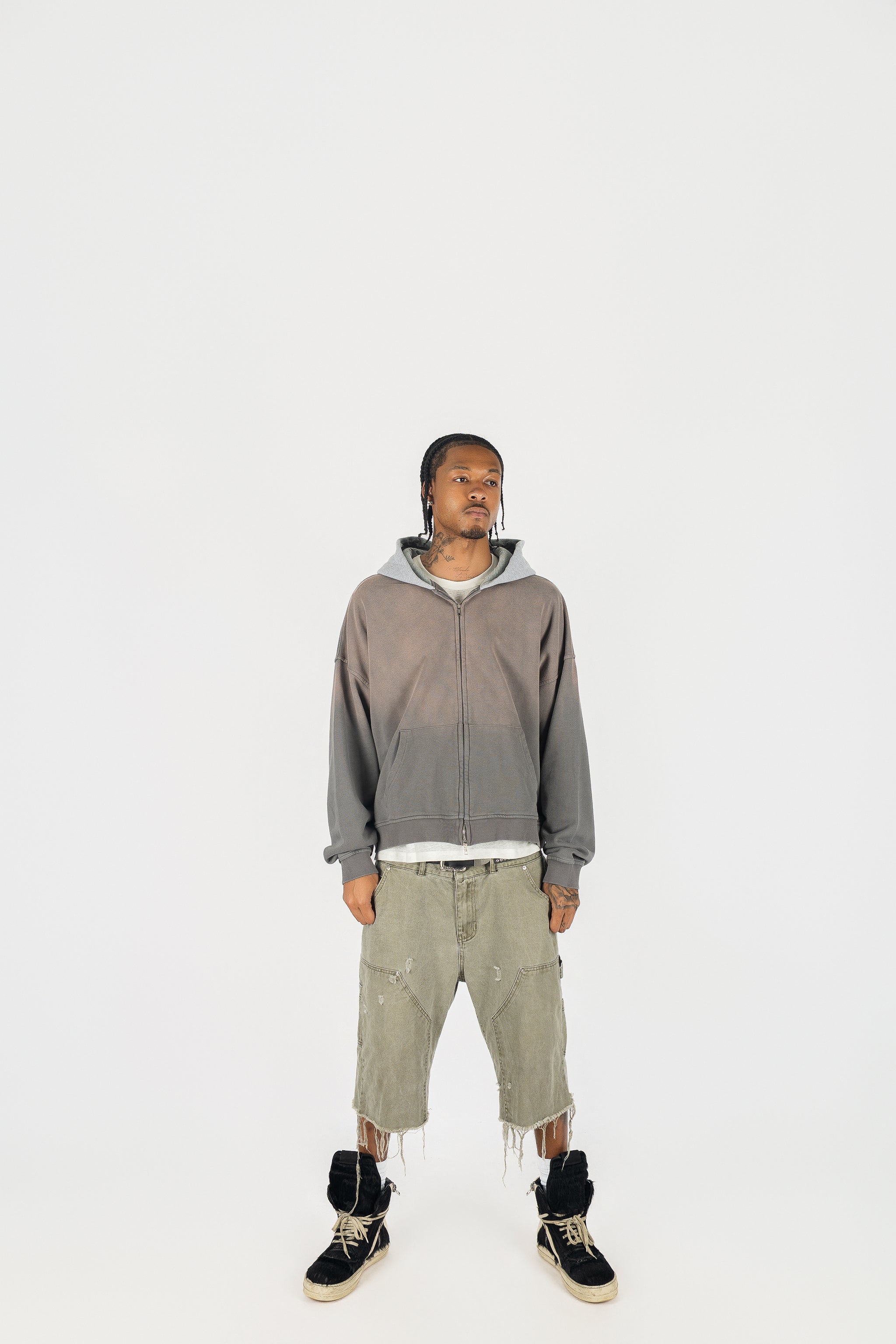 Two Tone Oversized Sun-Dried Zip Up *SIZE DOWN 1 SIZE*