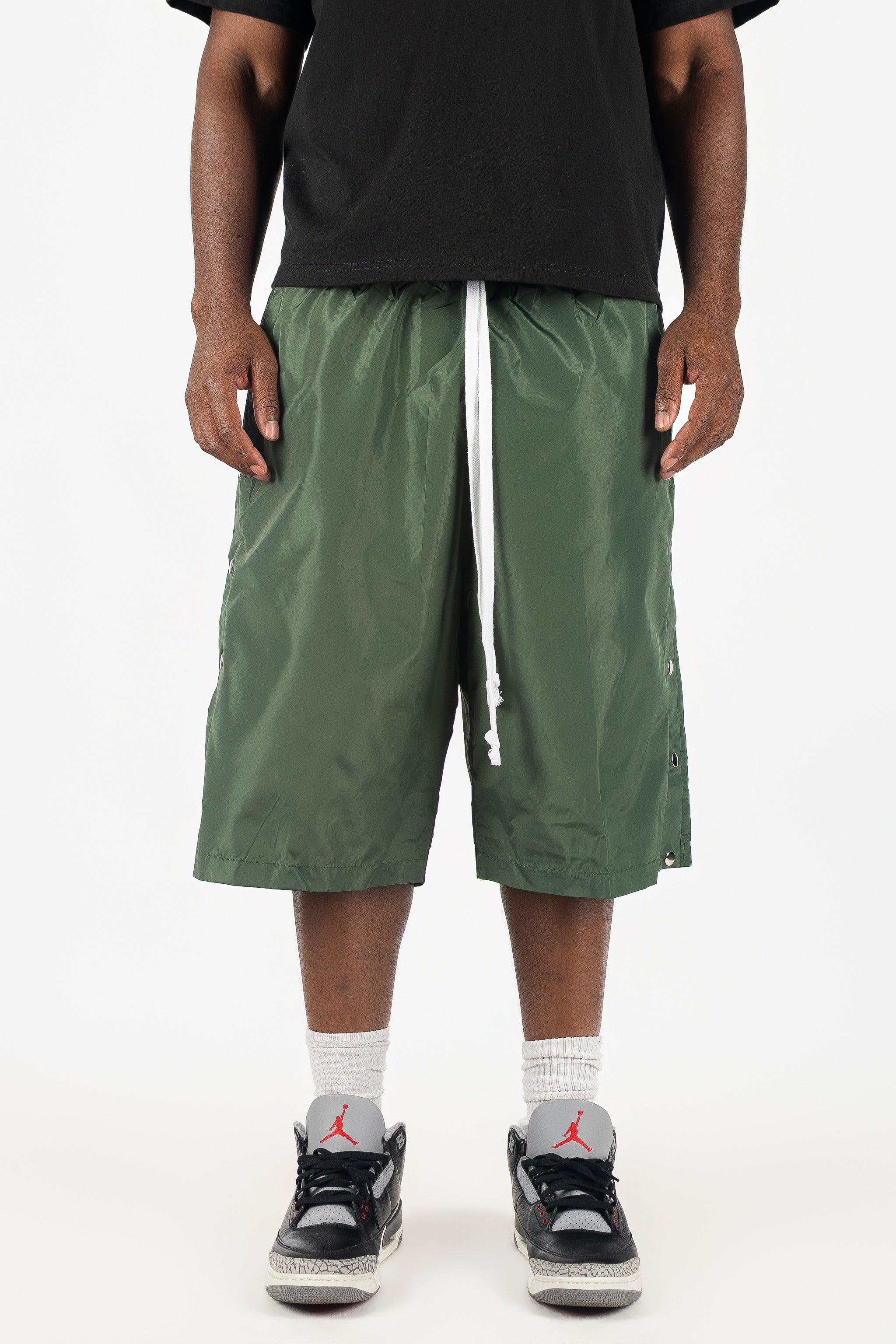 Side Snap Nylon Shorts