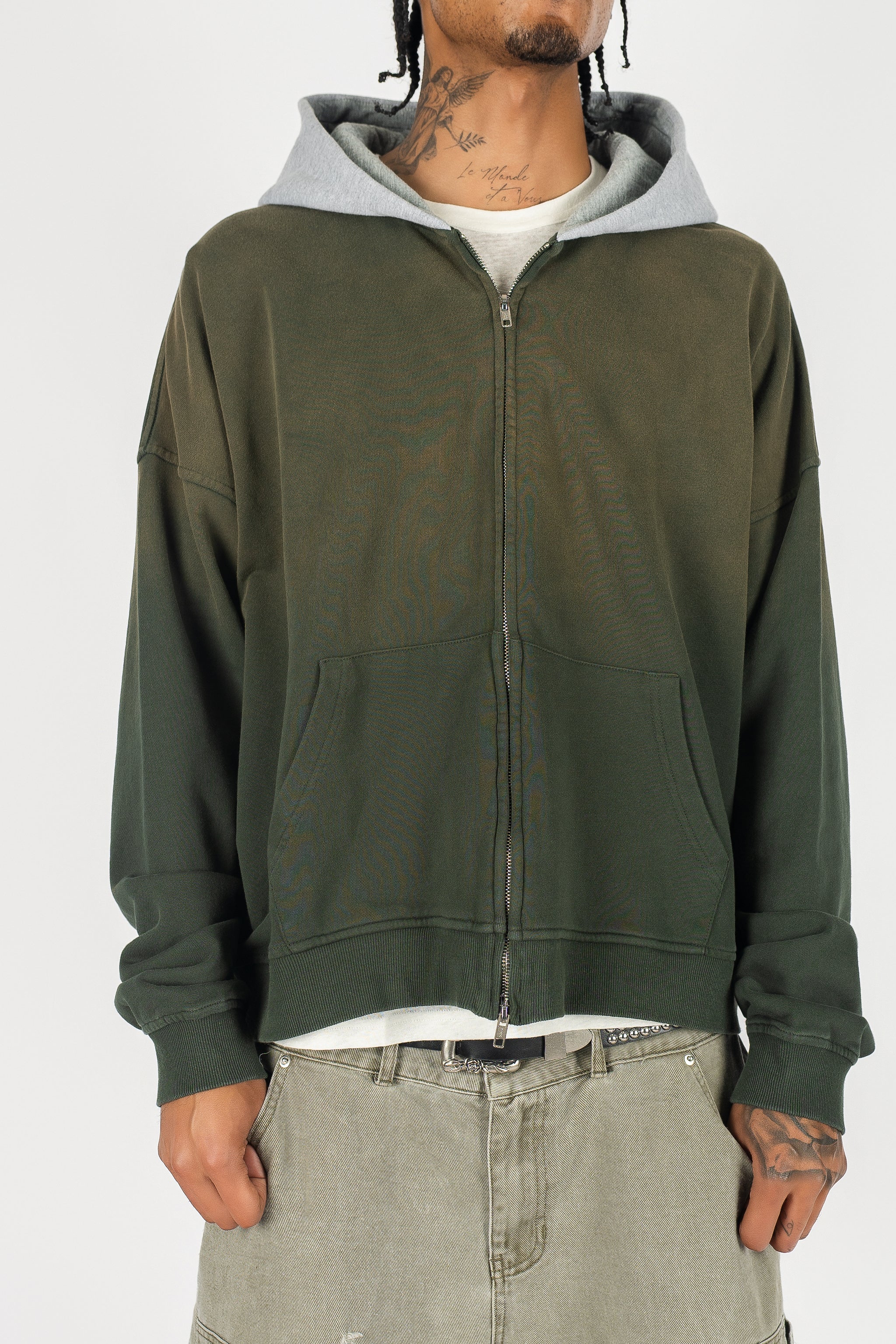 Two Tone Oversized Sun-Dried Zip Up *SIZE DOWN 1 SIZE*