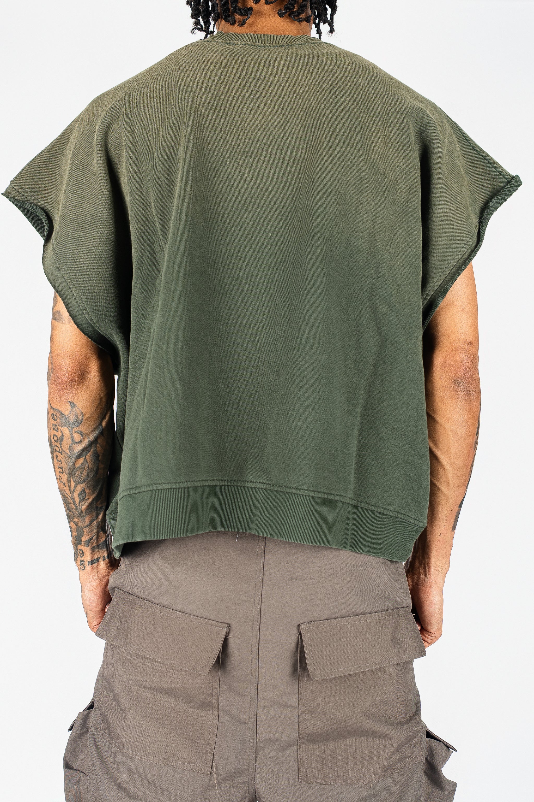 Distressed Cut Off Crewneck
