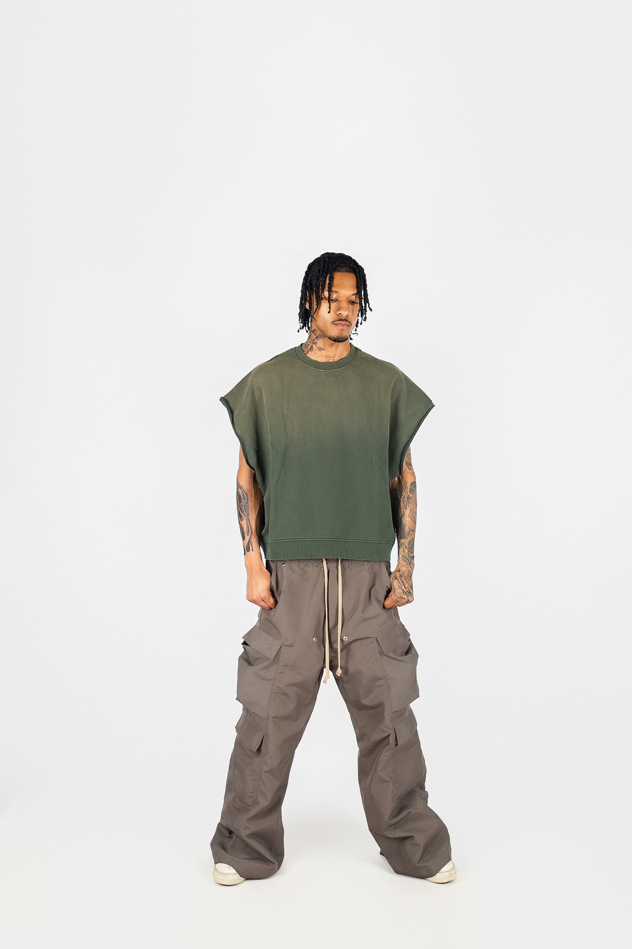 Distressed Cut Off Crewneck