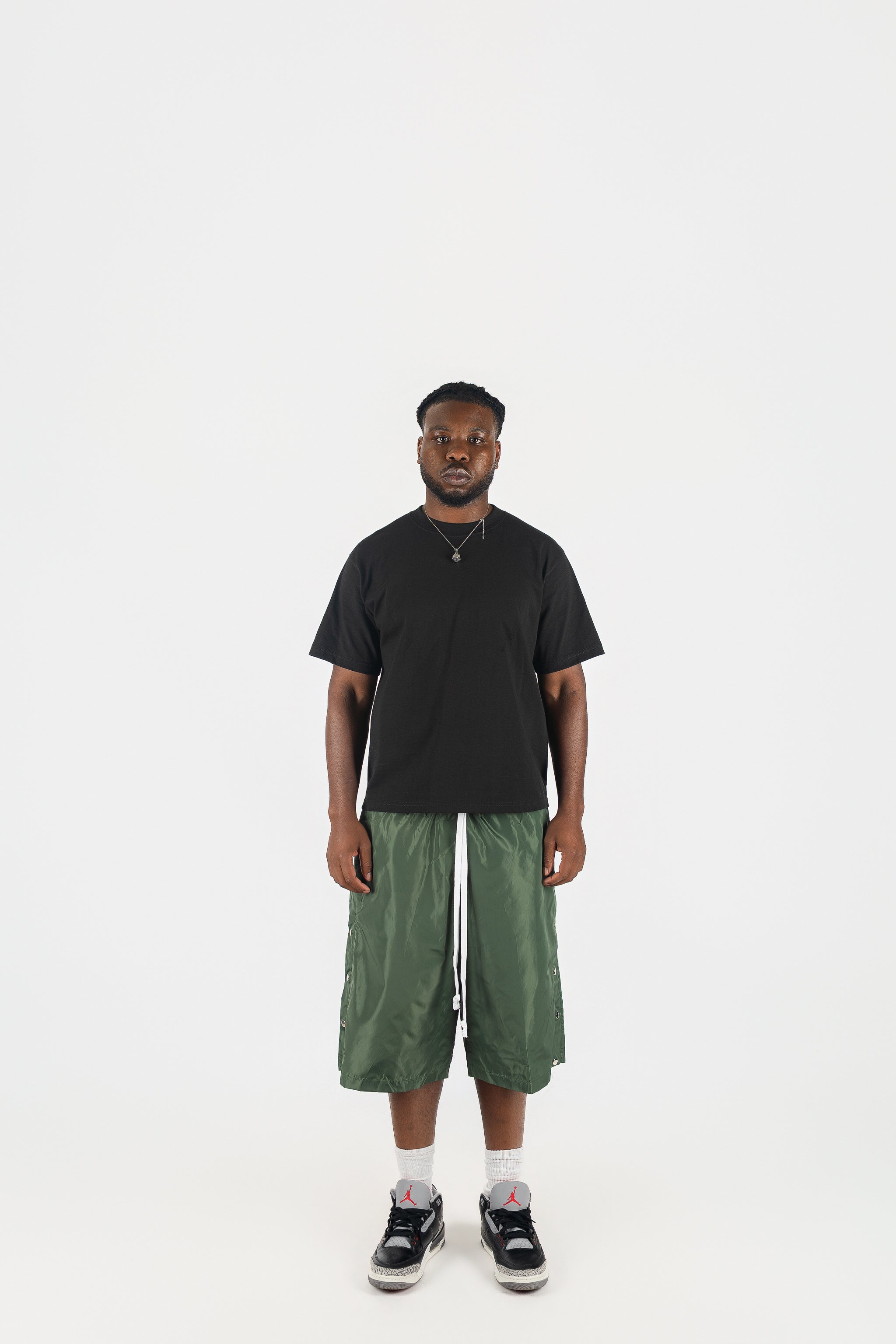 Side Snap Nylon Shorts