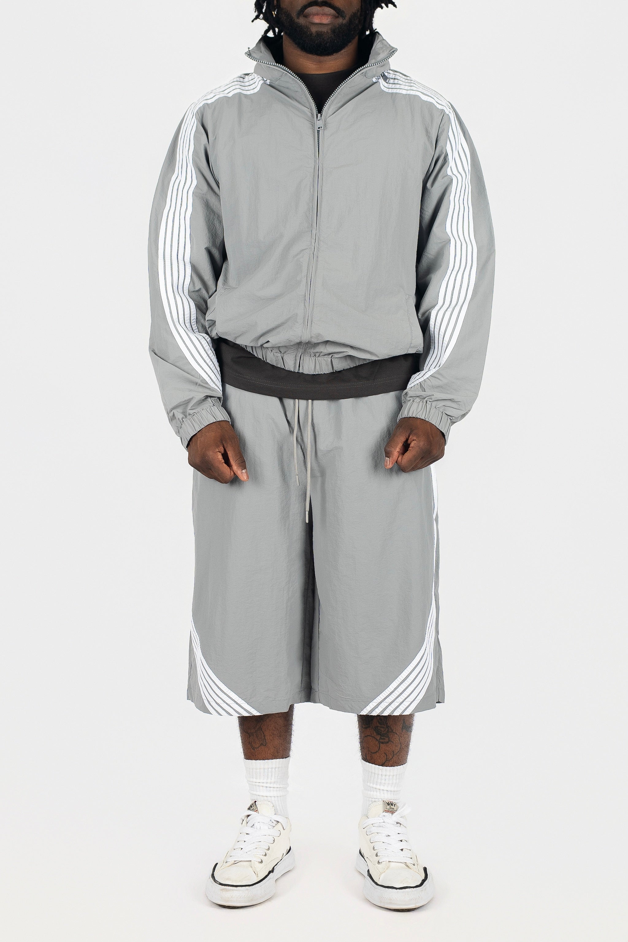 Nylon Racer Windbreaker Jacket and Shorts Set
