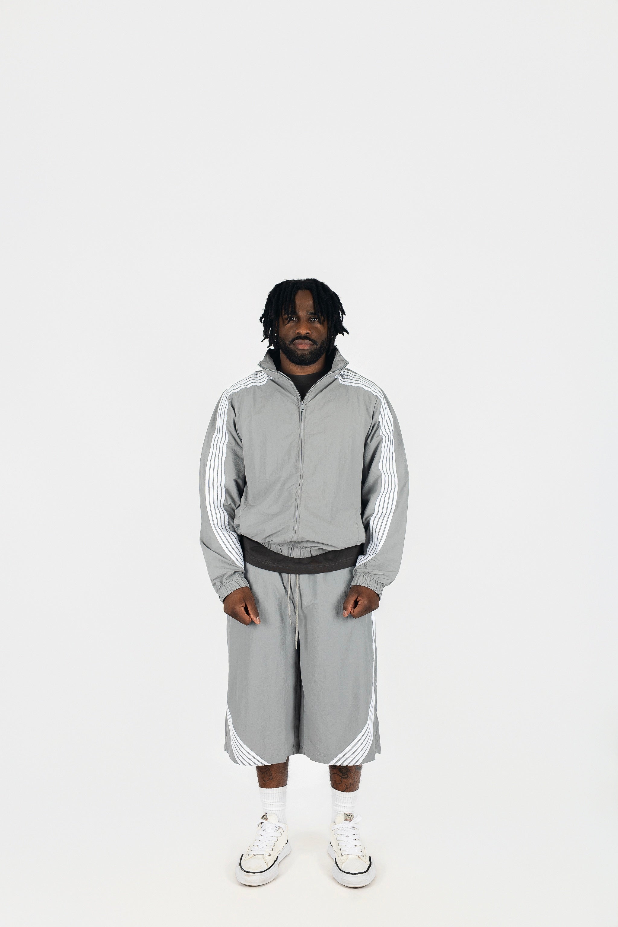 Nylon Racer Windbreaker Jacket and Shorts Set