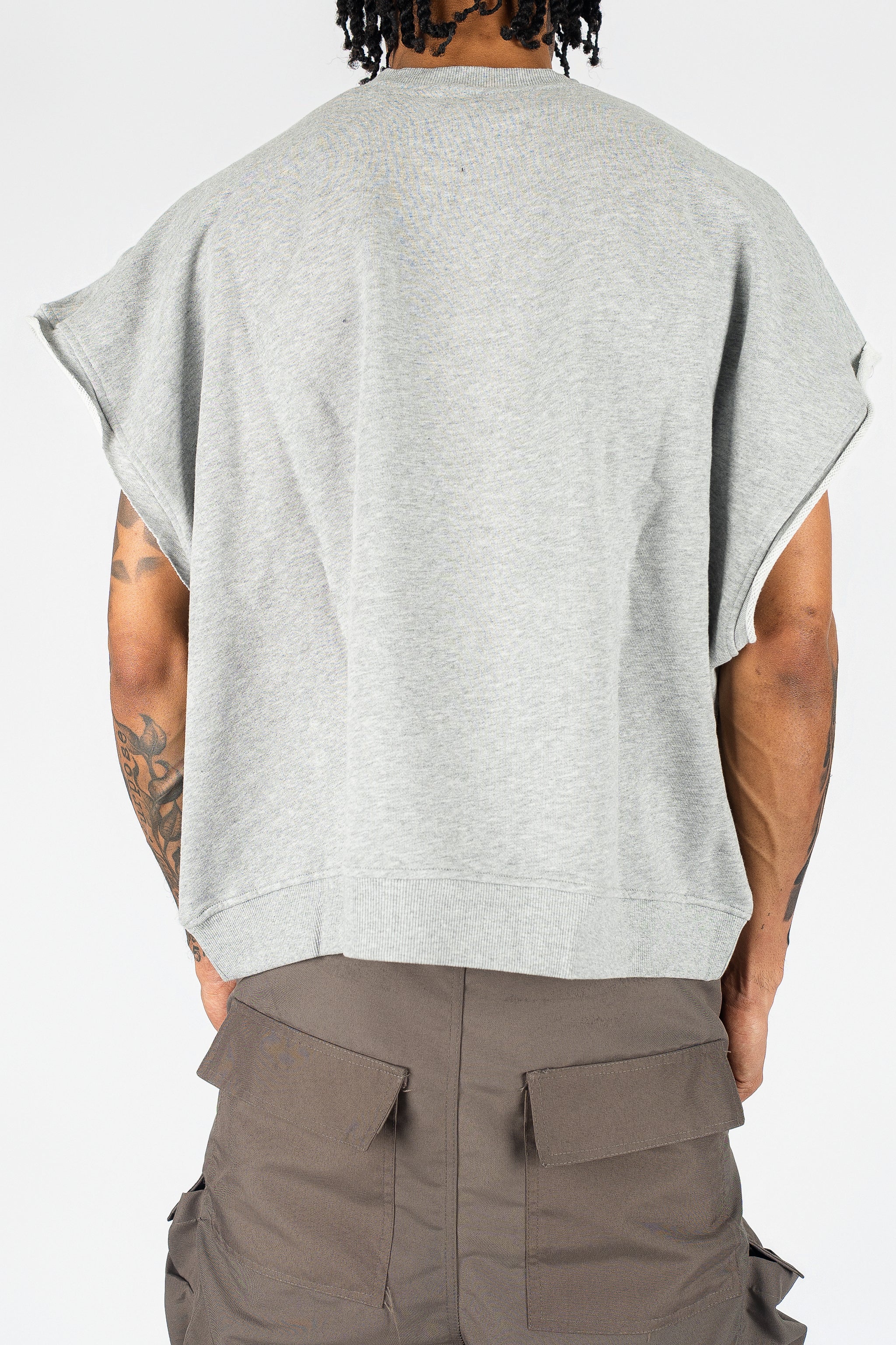 Distressed Cut Off Crewneck