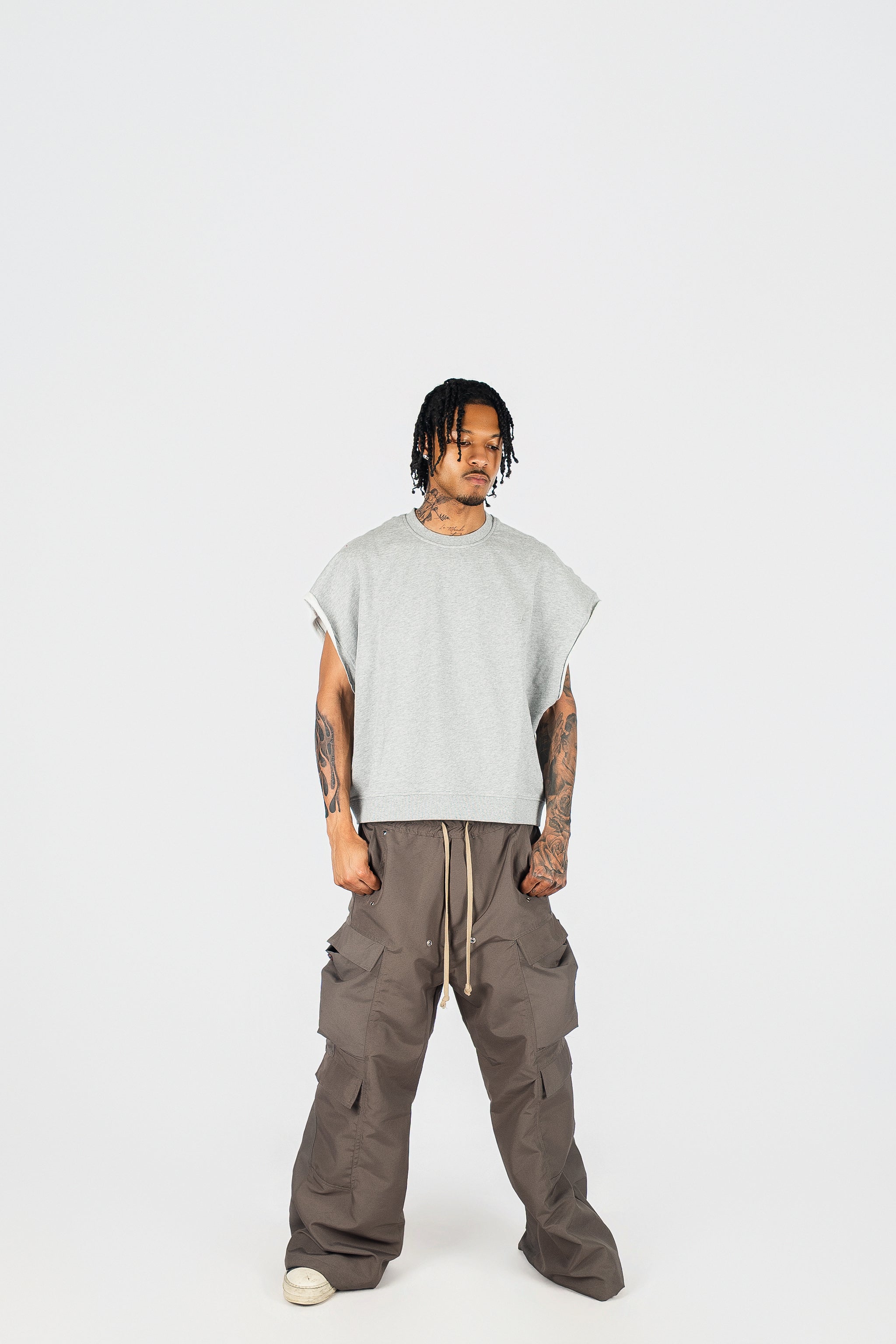 Distressed Cut Off Crewneck