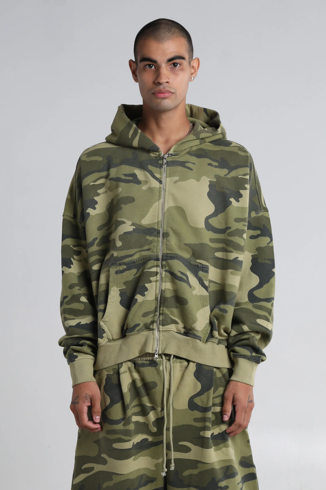 Cropped Double Zip Hoodie