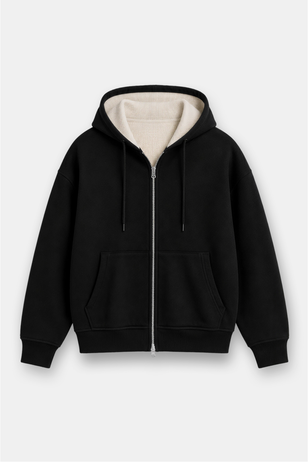 Waffle Knit Lined Zip Up