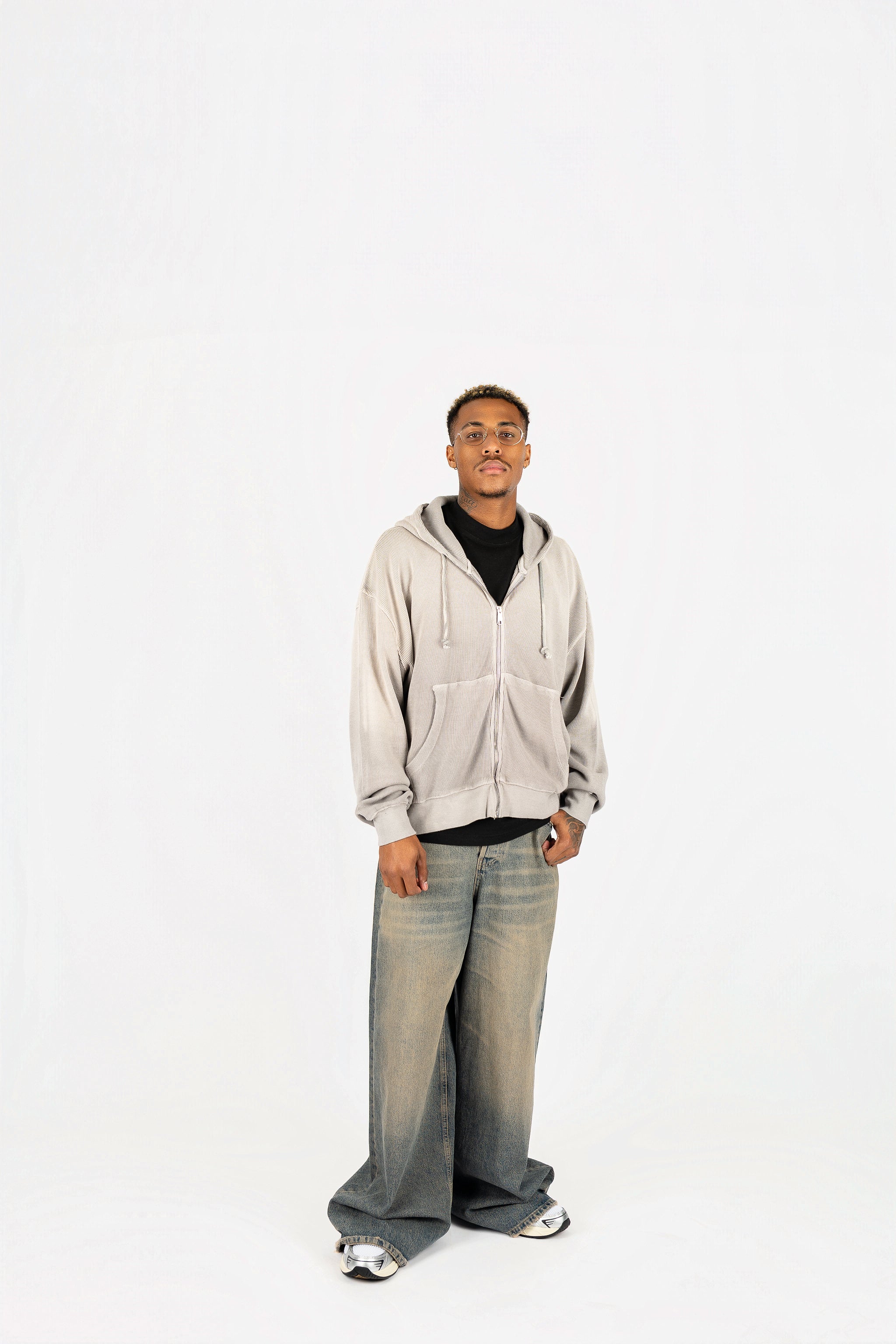 Sun-Dried Waffle Knit Baby Zip Up