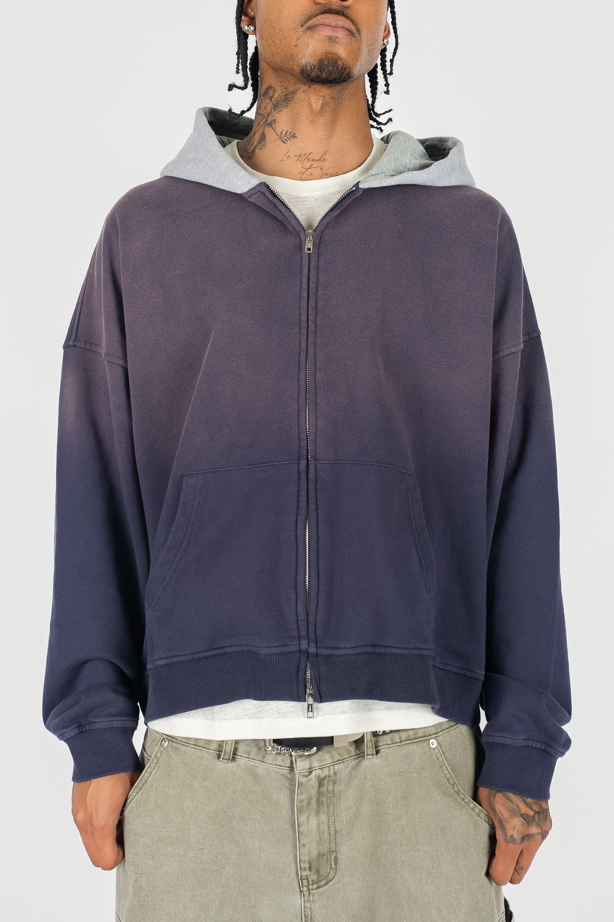 Two Tone Oversized Sun-Dried Zip Up *SIZE DOWN 1 SIZE*