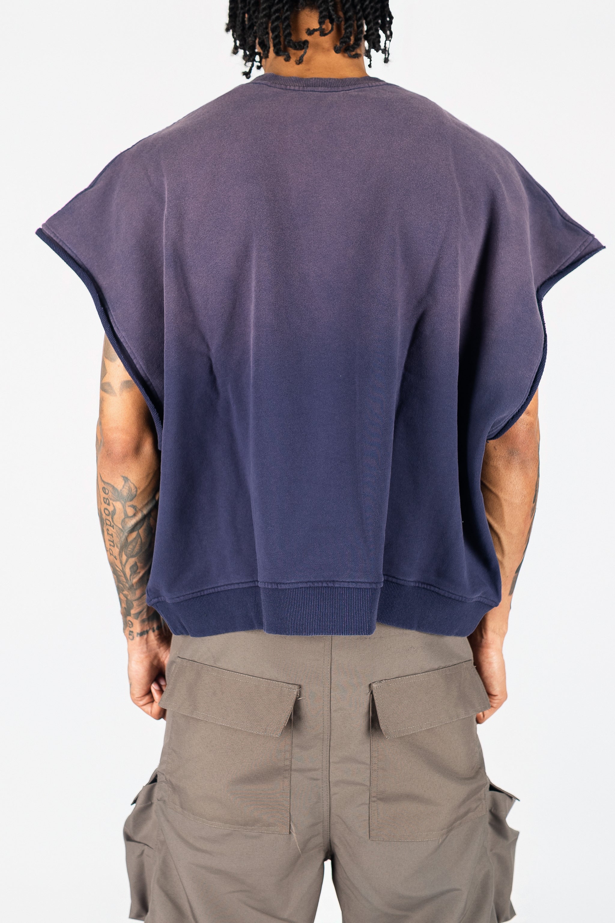 Distressed Cut Off Crewneck
