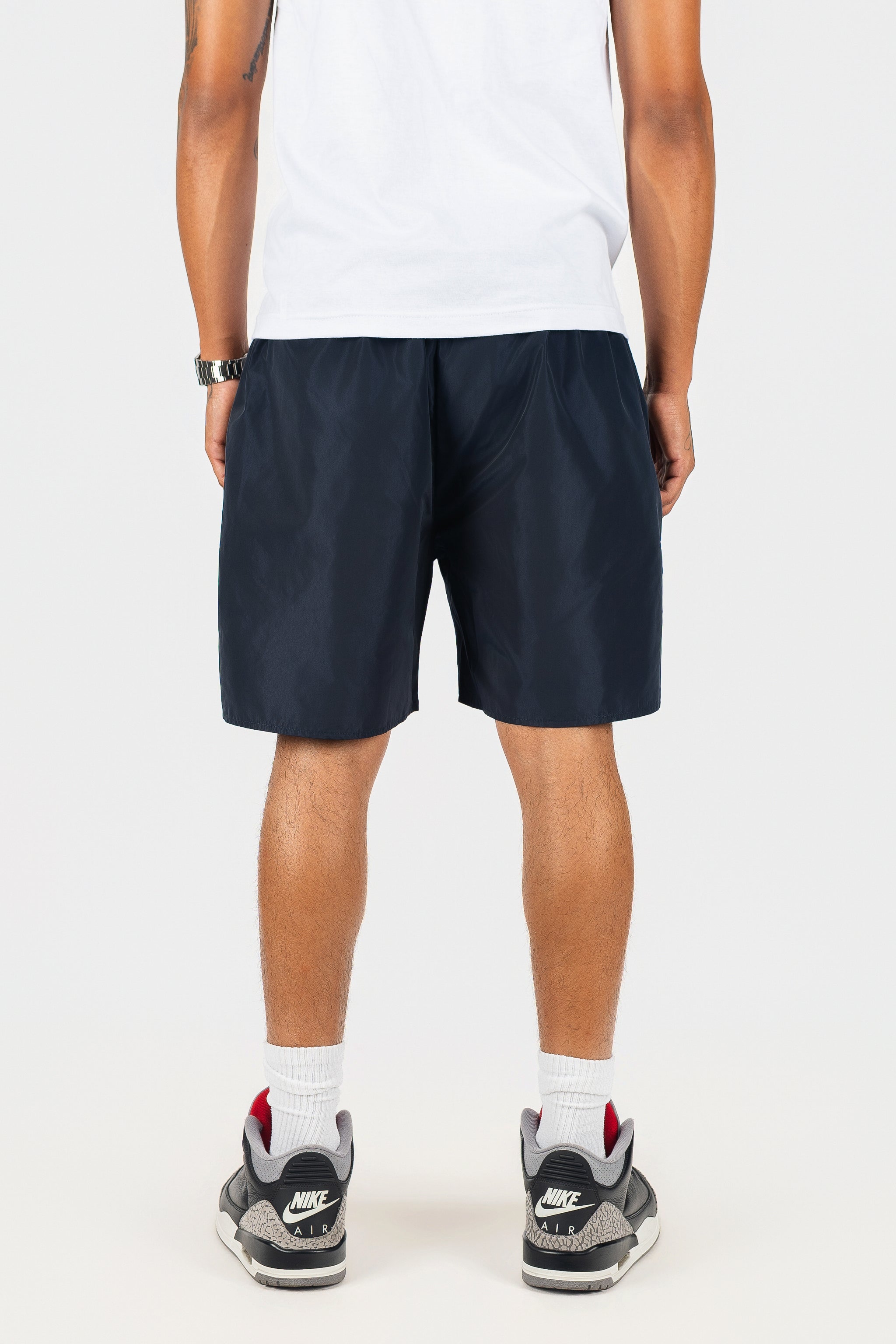Side Snap Button Nylon Shorts