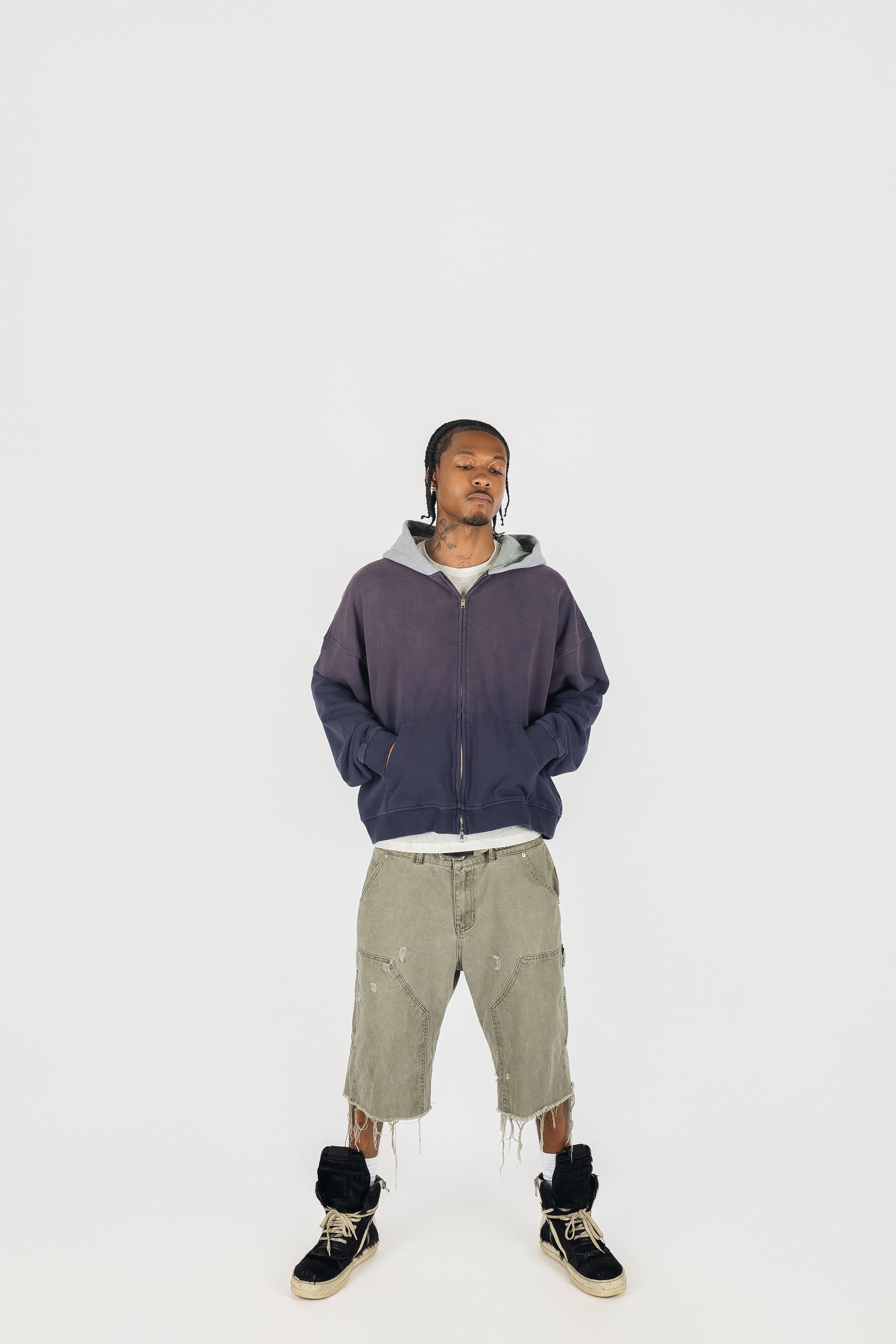 Two Tone Oversized Sun-Dried Zip Up *SIZE DOWN 1 SIZE*
