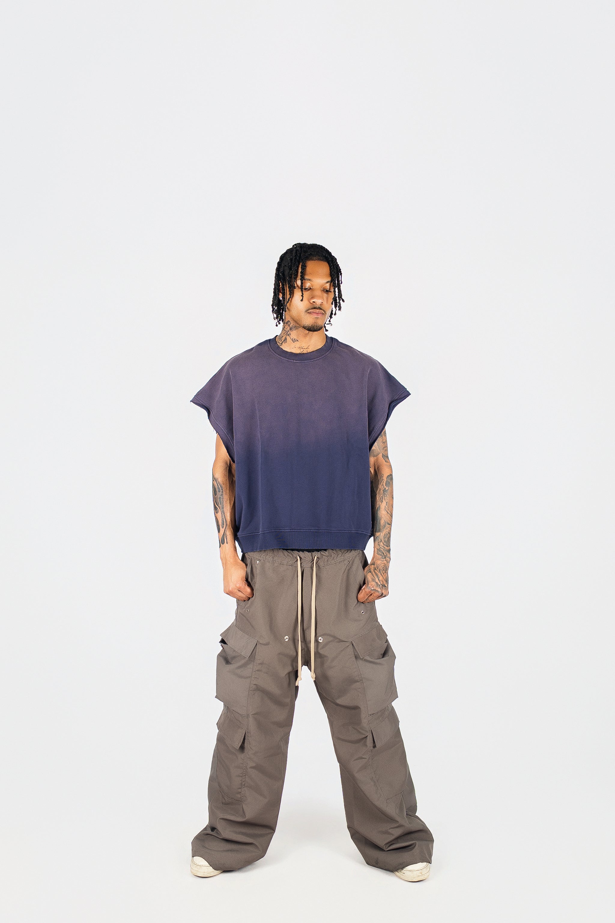 Distressed Cut Off Crewneck