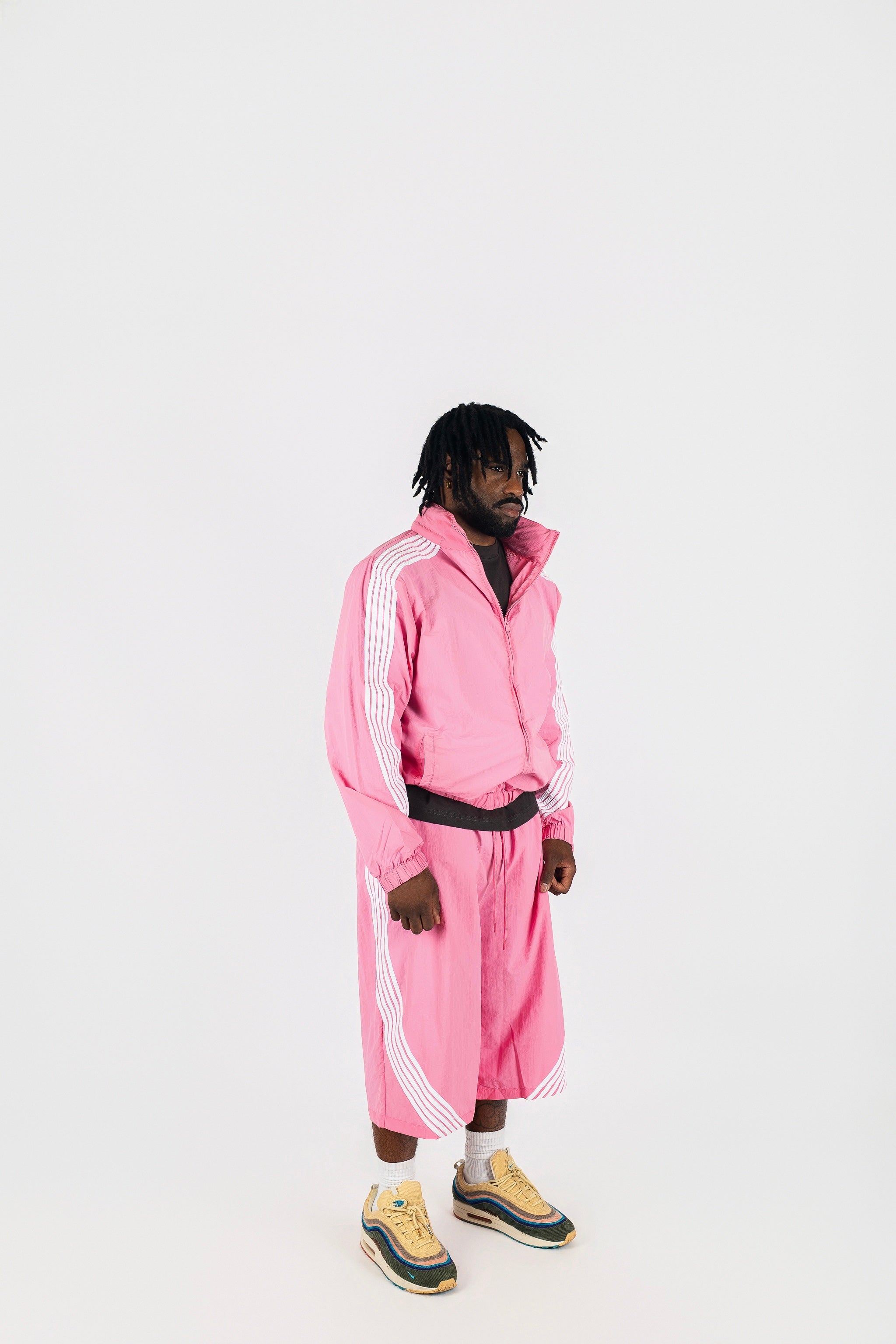 Nylon Racer Windbreaker Jacket and Shorts Set