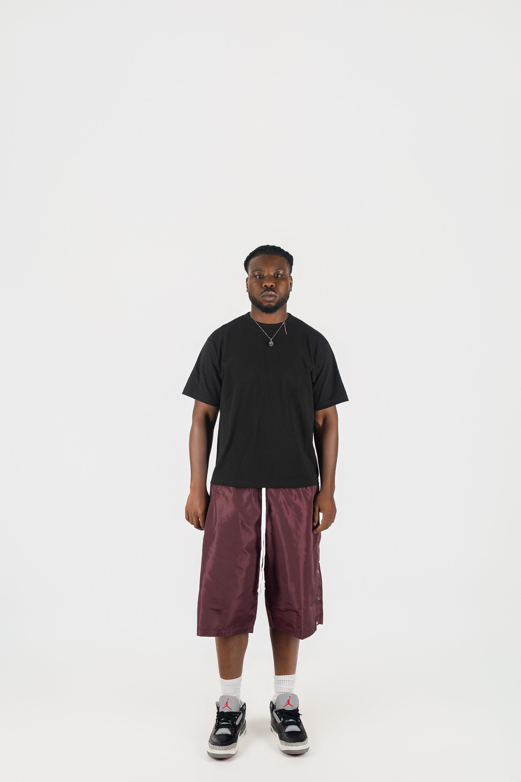 Side Snap Nylon Shorts