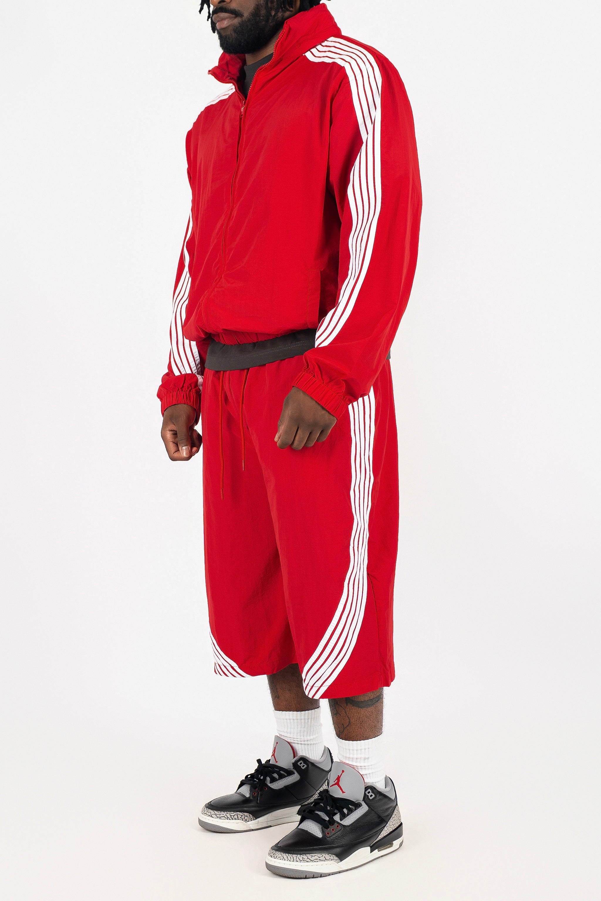 Nylon Racer Windbreaker Jacket and Shorts Set