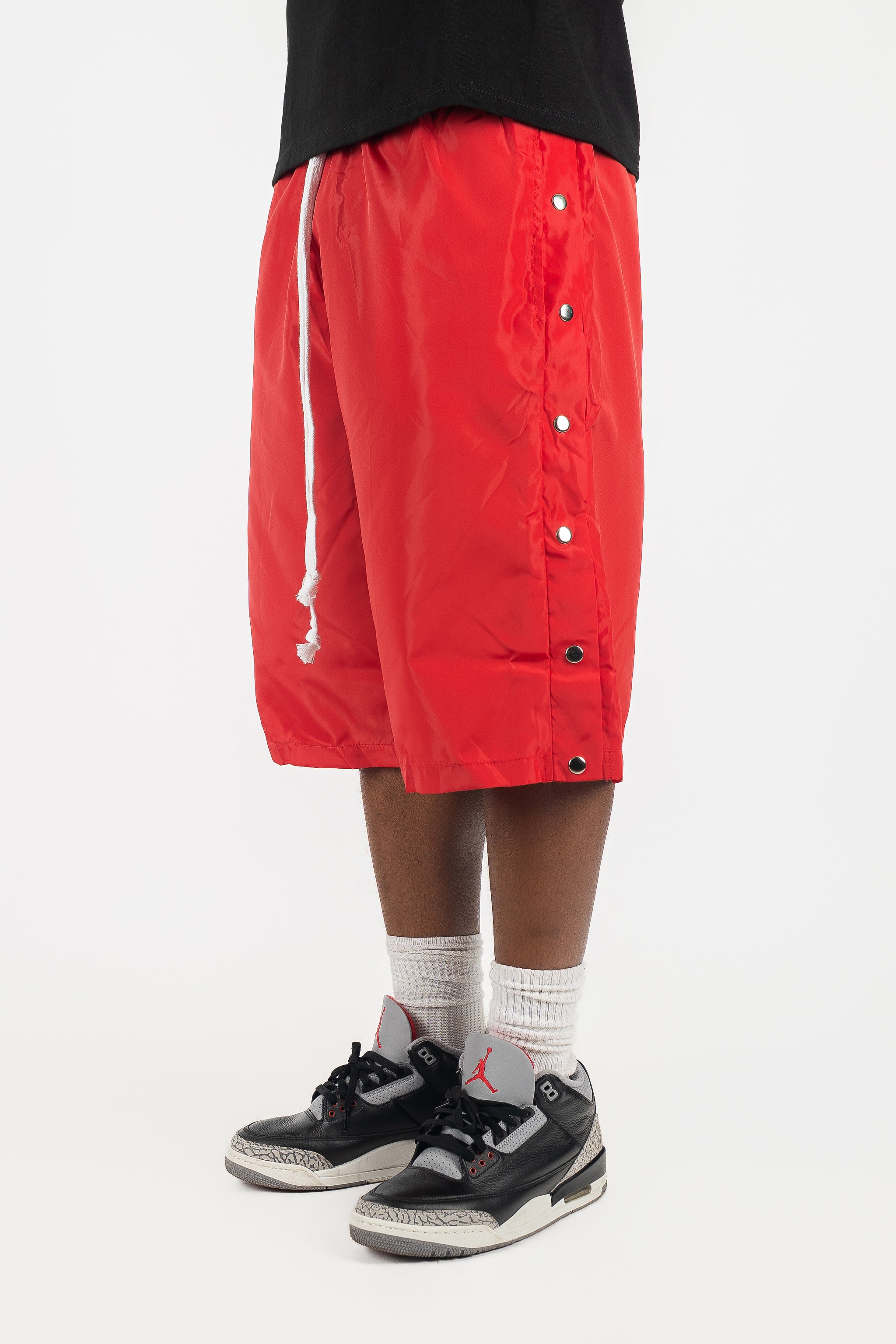 Side Snap Nylon Shorts