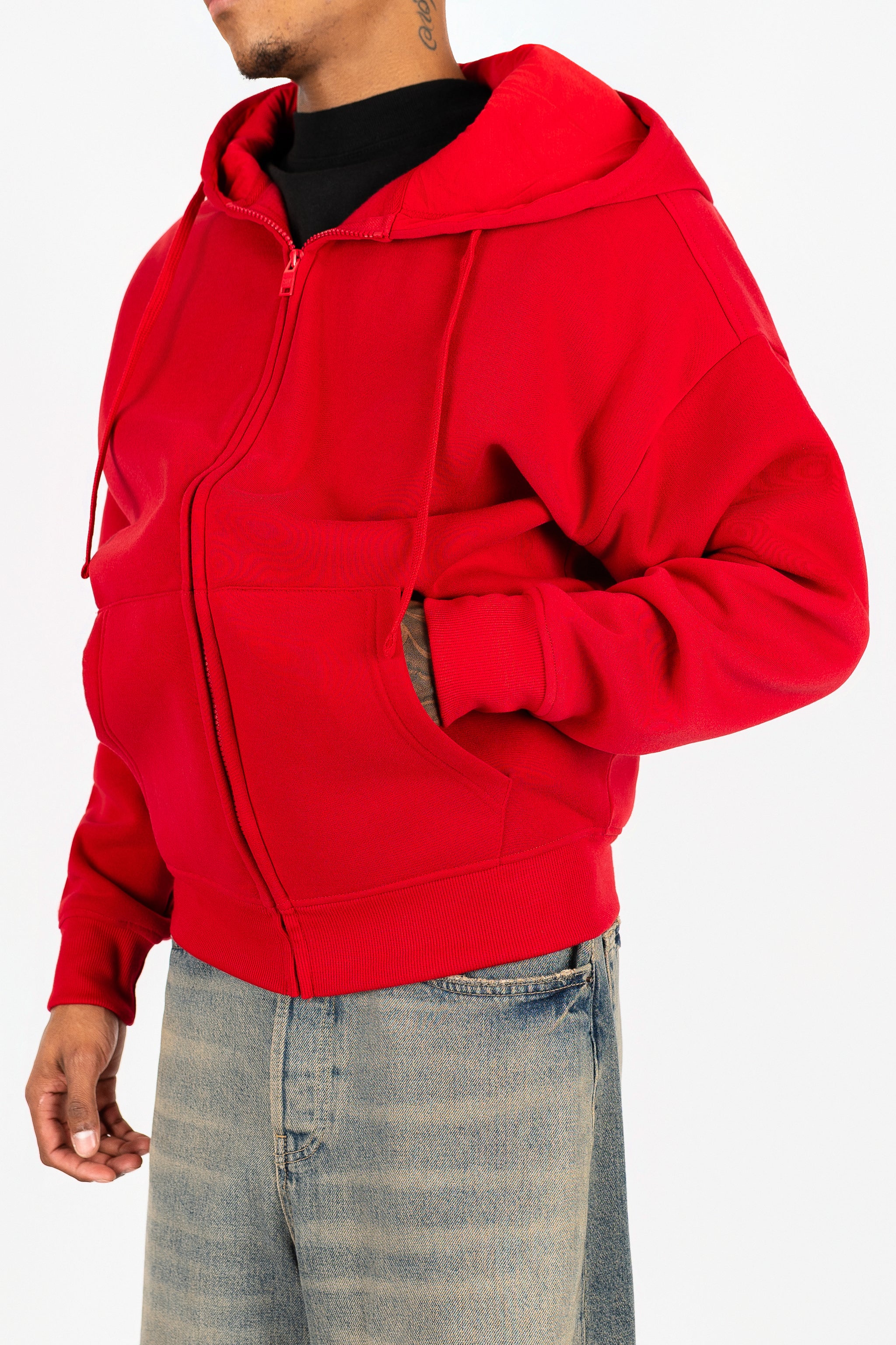Oversize Drop Shoulder Zip Up Hoodie