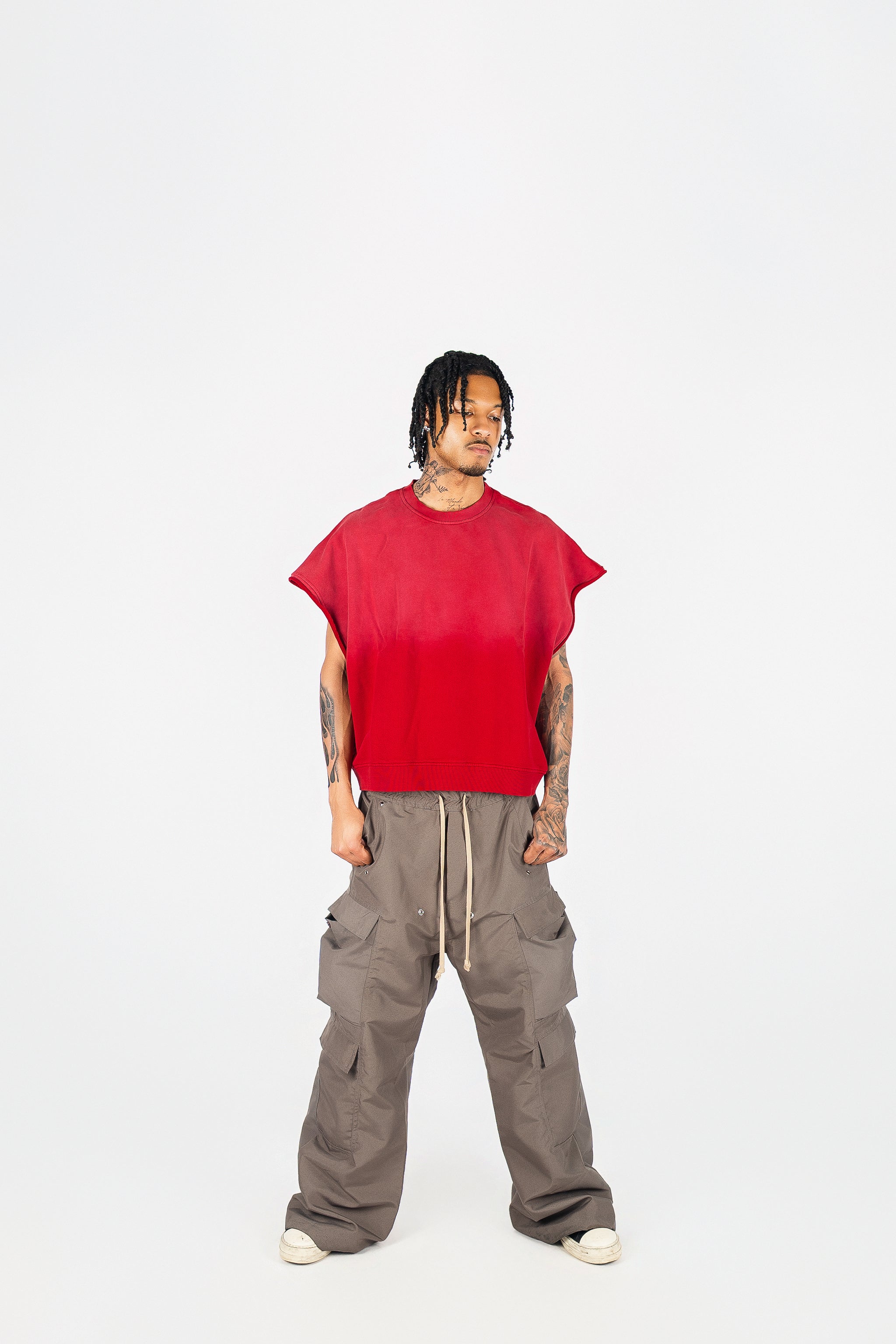 Distressed Cut Off Crewneck