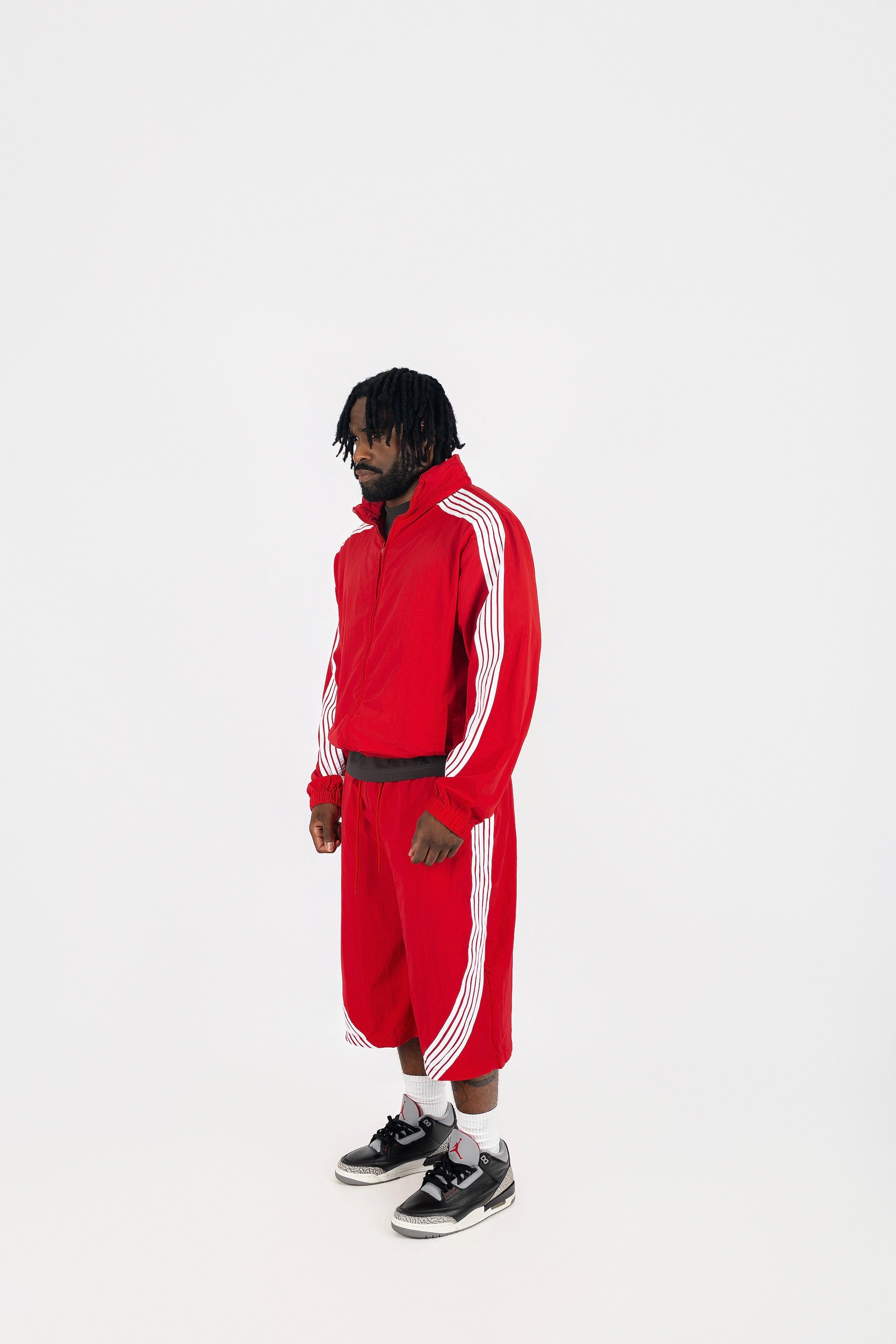 Nylon Racer Windbreaker Jacket and Shorts Set