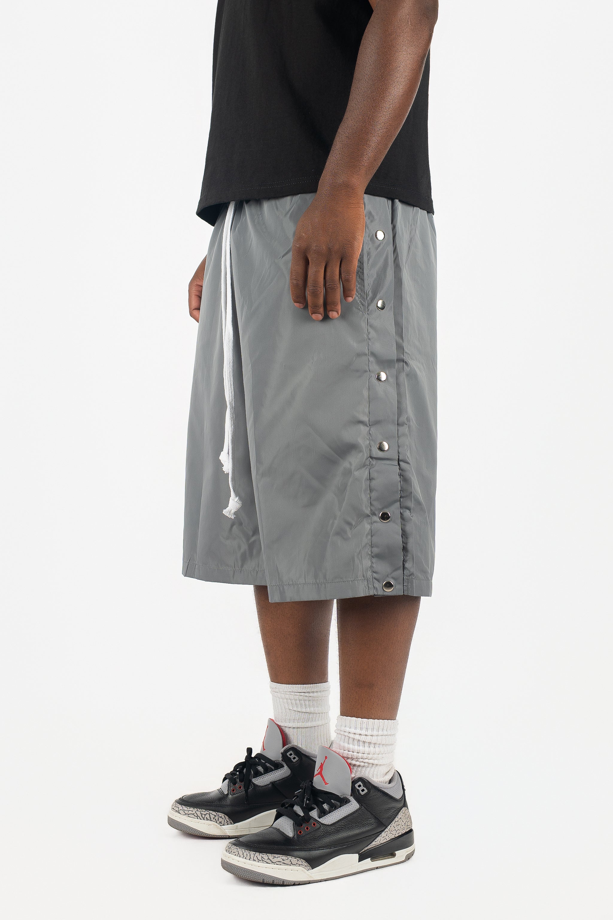 Side Snap Nylon Shorts
