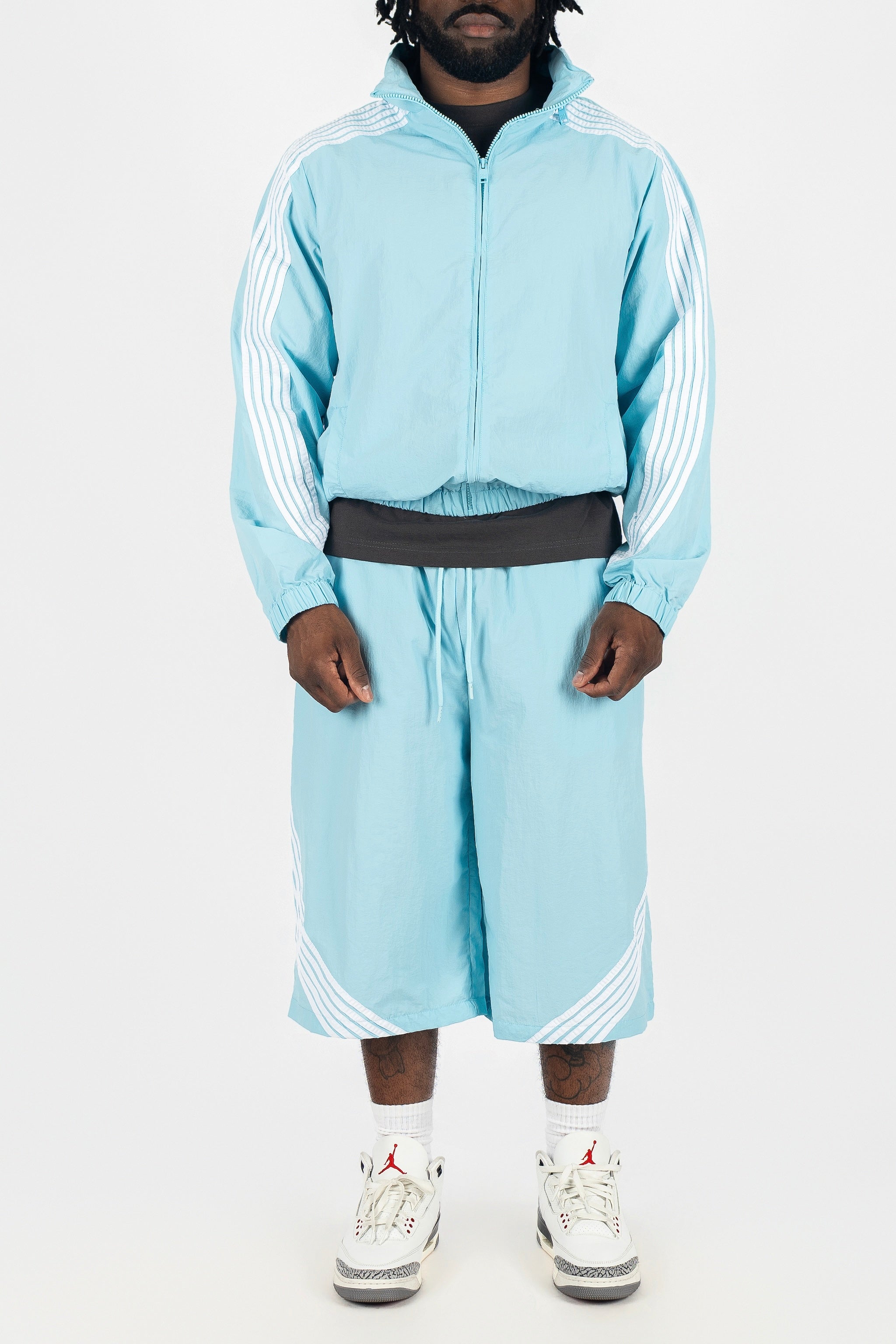 Nylon Racer Windbreaker Jacket and Shorts Set