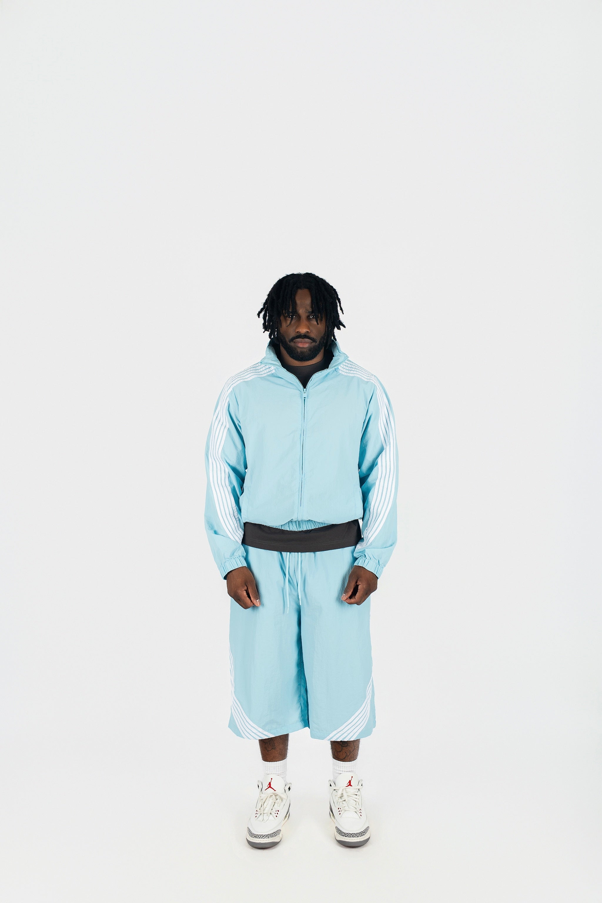 Nylon Racer Windbreaker Jacket and Shorts Set